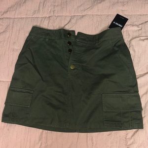 Army green denim high waisted skirt